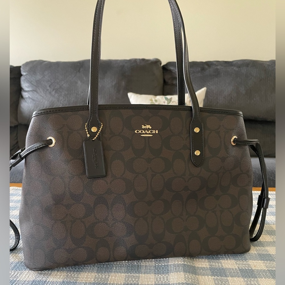 Coach Signature Drawstring Carryall Shoulder Bag